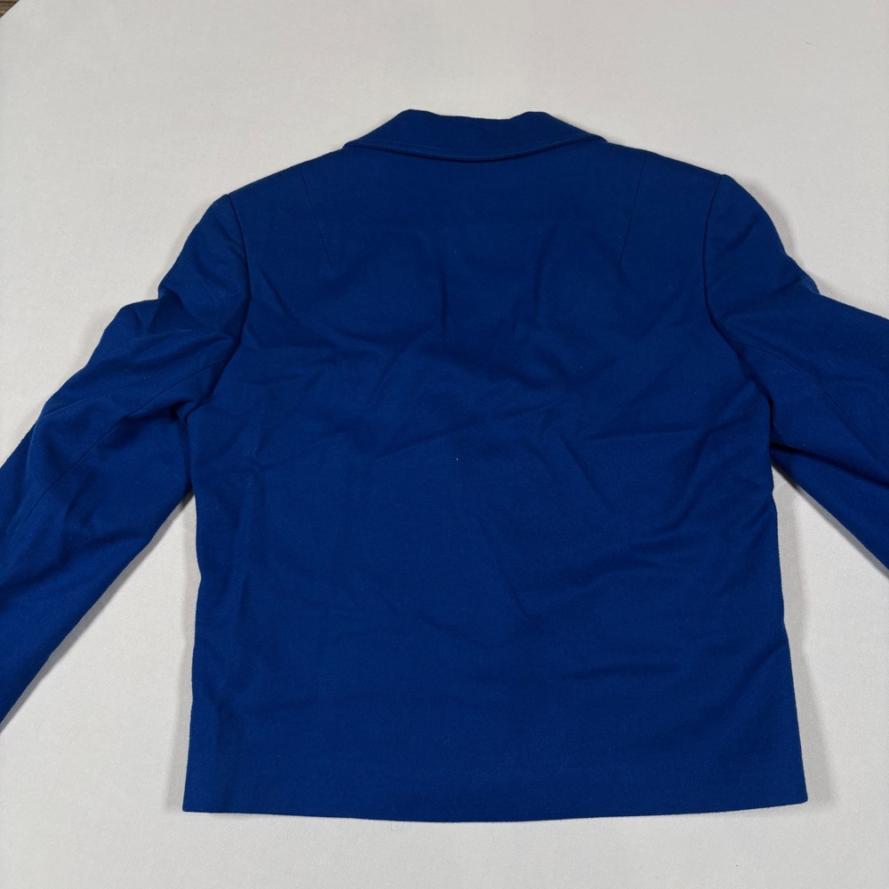 Vtg Miss Pendleton Wool Blazer Jacket Womens Royal Cobalt Blue Crop Small 4 6 - Picture 9 of 12